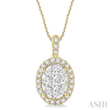 Oval Shape East-West Halo Lovebright Essential Diamond Pendant