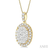 Oval Shape East-West Halo Lovebright Essential Diamond Pendant