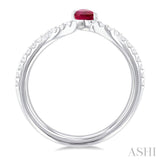 Pear Shape Gemstone & Petite Diamond Fashion Open Ring