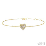 1/8 ctw Petite Heart Round Cut Diamond Fashion Bracelet in 10K Yellow Gold