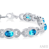 Silver Gemstone & Diamond Bracelet