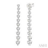 1/2 Ctw Round Cut Diamond Riviera Drop Earring in 14K White Gold