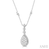 Pear Shape Halo Lovebright Diamond Necklace