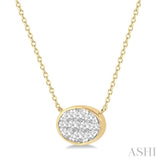 Oval Shape East-West Lovebright Diamond Fashion Necklace