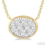 Oval Shape East-West Lovebright Diamond Fashion Necklace