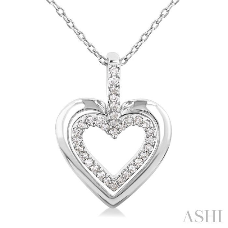 Diamond hot Accented Stylized Heart Pendant 10k White Gold