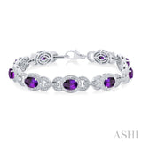 Silver Gemstone & Diamond Bracelet