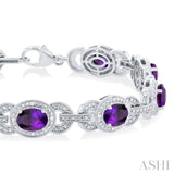 Silver Gemstone & Diamond Bracelet