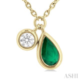 Pear Shape Bezel Set Gemstone & Diamond Necklace