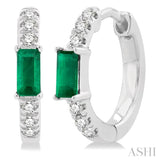 Gemstone & Petite Diamond Huggie Fashion Earrings