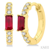 Gemstone & Petite Diamond Huggie Fashion Earrings