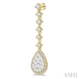 Pear Shape Halo Lovebright Diamond Long Earrings