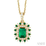 Gemstone & Halo Diamond Pendant