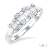 1/2 ctw Past, Present & Future Baguette and Round Cut Diamond Fusion Fashion Ring in 14K White Gold