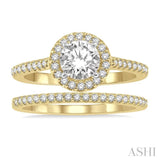 Round Shape Halo Diamond Wedding Set