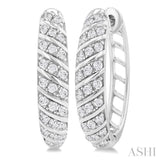 Ribbed Diamond Hoop Earrings