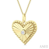 Heart Shape Fluted Medallion Diamond Pendant