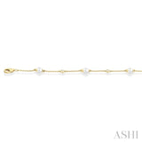 Pearl & Diamond Station Chain Bracelet