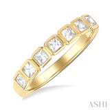 3/4 ctw East-West Set Princess Cut Bezel Diamond Stackable Fashion Band in 14K Yellow Gold