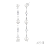 Pearl & Diamond Station Long Earrings