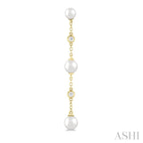 Pearl & Diamond Station Long Earrings