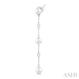 Pearl & Diamond Station Long Earrings