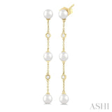 Pearl & Diamond Station Long Earrings