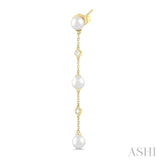 Pearl & Diamond Station Long Earrings