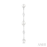 Pearl & Diamond Station Long Earrings