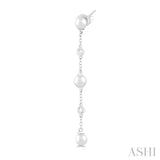 Pearl & Diamond Station Long Earrings