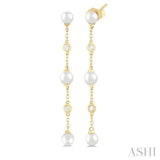 Pearl & Diamond Station Long Earrings