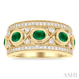 Oval Shape East-West Gemstone & Diamond Band