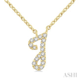 1/20 Ctw Initial 'J' Round cut Diamond Pendant With Chain in 10K Yellow Gold