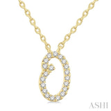 1/20 Ctw Initial 'O' Round cut Diamond Pendant With Chain in 10K Yellow Gold