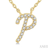 Script 'P' Initial Diamond Pendant