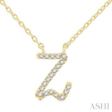 1/20 Ctw Initial 'Z' Round cut Diamond Pendant With Chain in 10K Yellow Gold