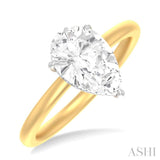 1/10 Ctw Pear Shape Round Cut Diamond Semi Mount Engagement Ring in 14K Yellow and White Gold