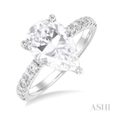 1/3 Ctw Pear Shape Round Cut Diamond Semi Mount Engagement Ring in 14K White Gold