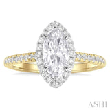 Marquise Shape Semi-Mount Halo Diamond Engagement Ring