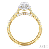 Marquise Shape Semi-Mount Halo Diamond Engagement Ring