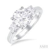 Round Shape Past Present & Future Semi-Mount Diamond Engagement Ring