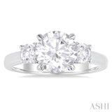 Round Shape Past Present & Future Semi-Mount Diamond Engagement Ring