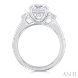 Round Shape Past Present & Future Semi-Mount Diamond Engagement Ring