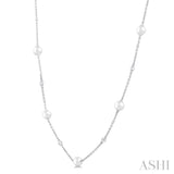 Pearl & Diamond Station Necklace