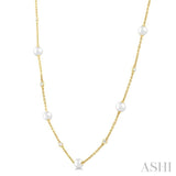 Pearl & Diamond Station Necklace