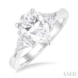 1/2 Ctw Pear Shape Trillion Cut & Round Cut Diamond Semi Mount Engagement Ring in 14K White Gold