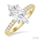 1/3 Ctw Marquise Shape Round Cut Diamond Semi Mount Engagement Ring in 14K Yellow and White Gold