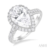 Pear Shape Semi-Mount Halo Diamond Engagement Ring