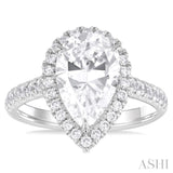 Pear Shape Semi-Mount Halo Diamond Engagement Ring