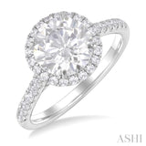 Round Shape Semi-Mount Halo Diamond Engagement Ring